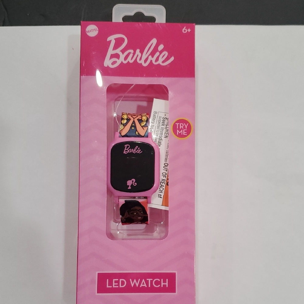 Barbie pink‎ multi Barbie monogram face LED watch brand new